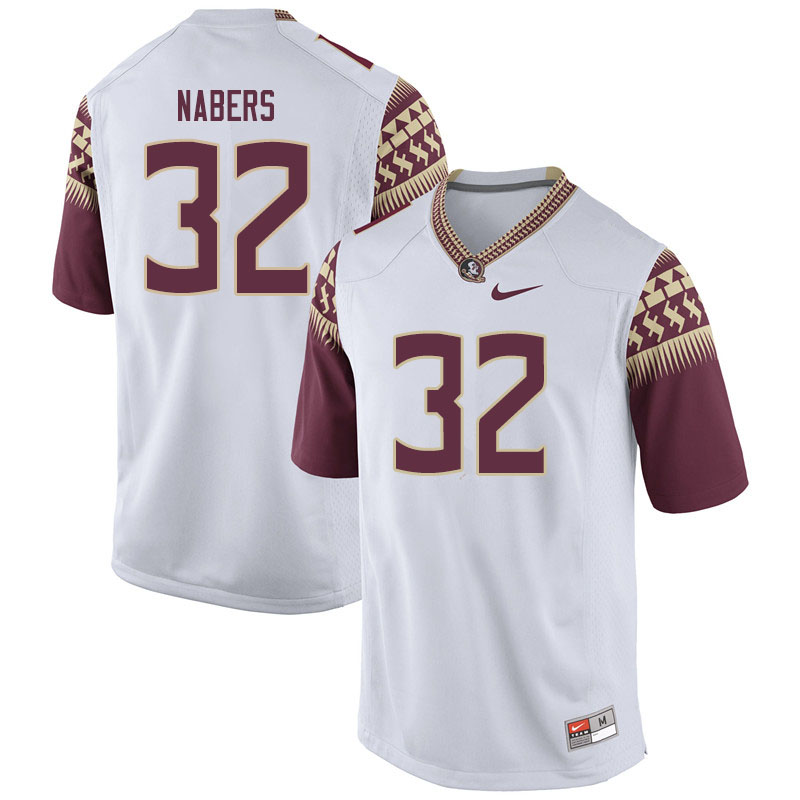 Men #32 Gabe Nabers Florida State Seminoles College Football Jerseys Sale-White - Click Image to Close